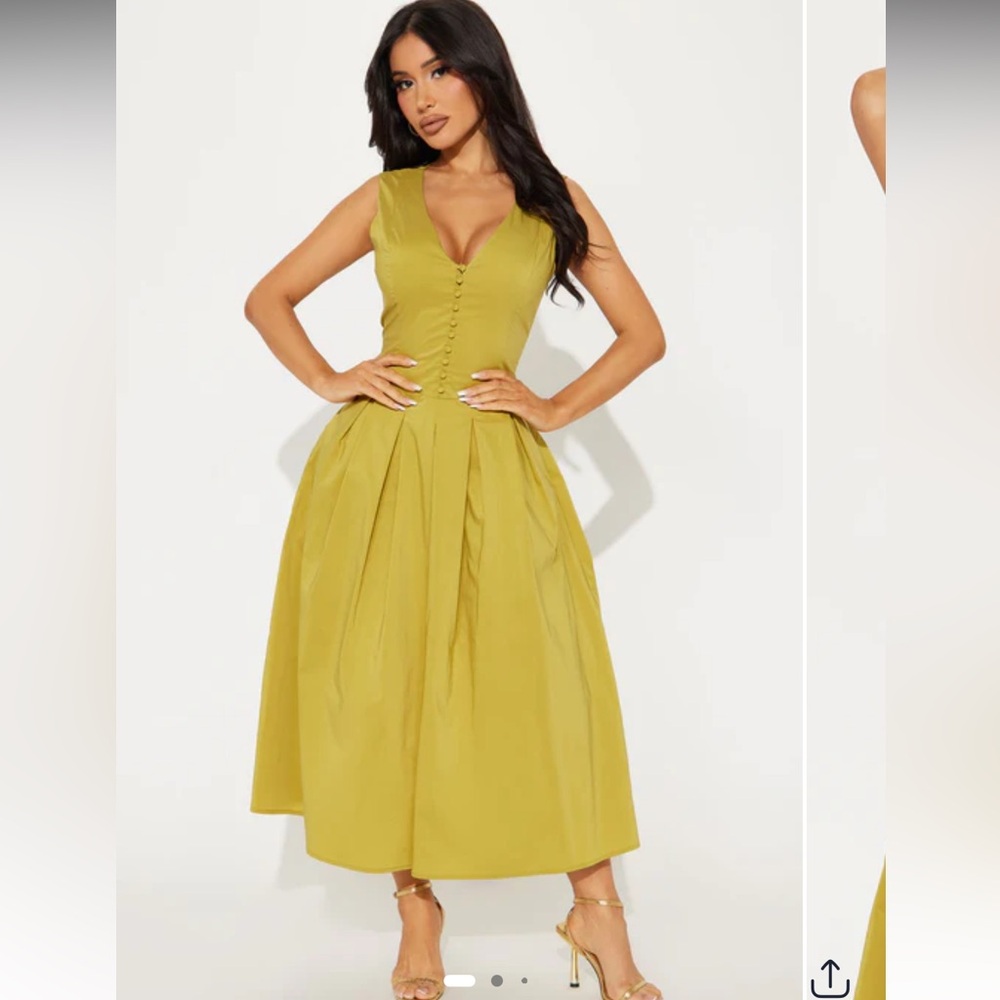 Fashion Nova Mustard Midi Dress